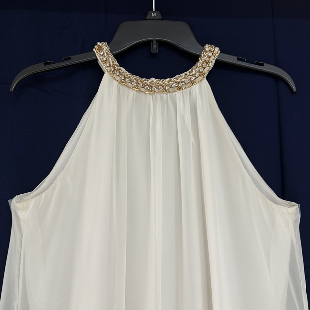 MSK White Halter Dress with Gold and Jewel Accent (6)